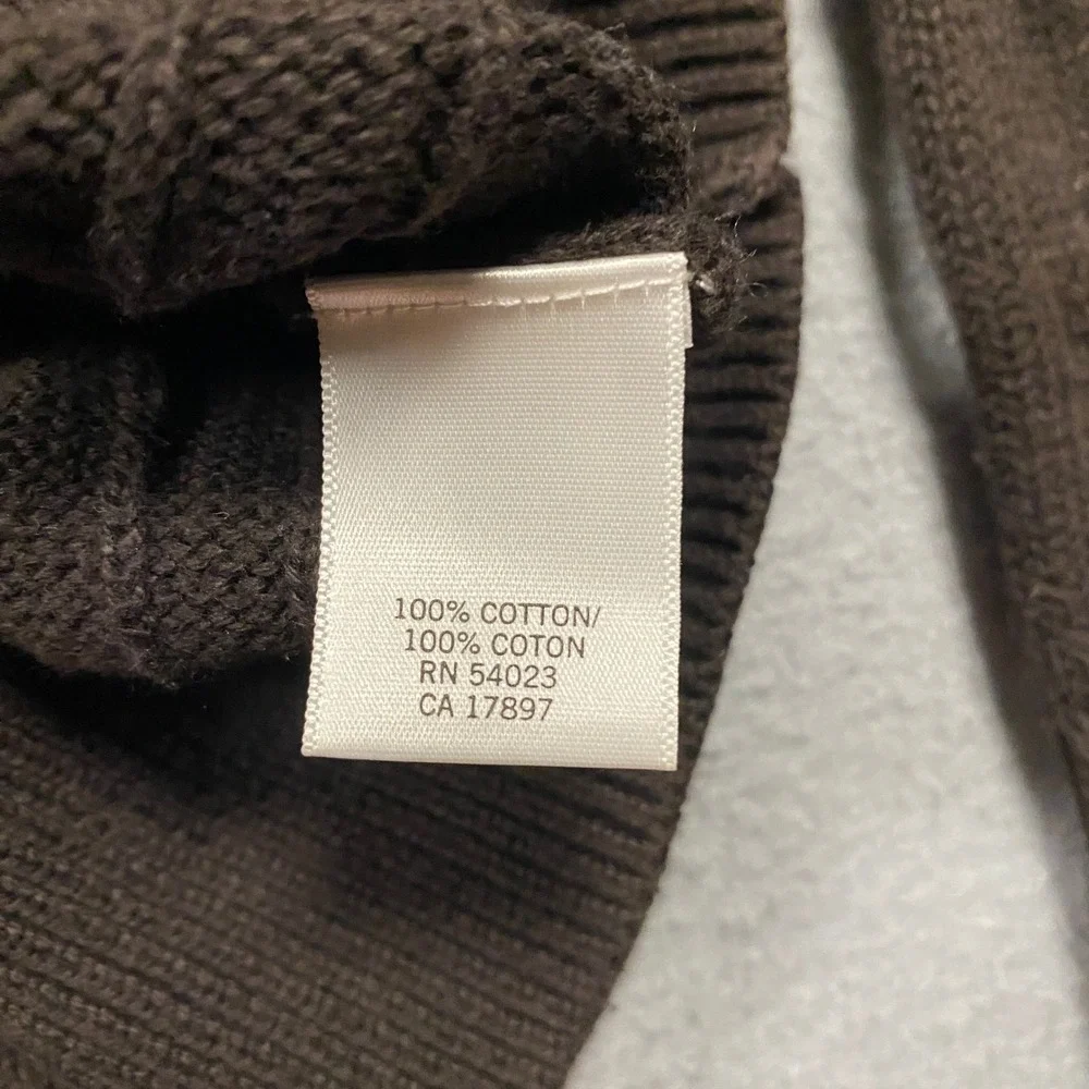 Banana Republic Sweater Mens Medium Brown Cable Knit Quarter Zip Cotton Pullover